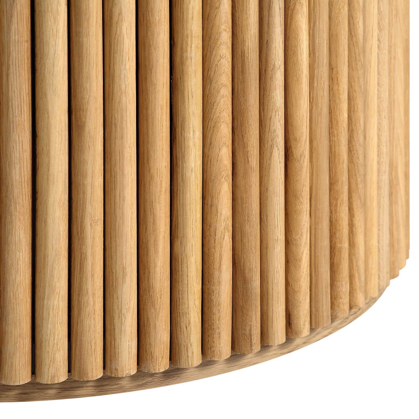 Table à manger ronde Maru avec plateau en céramique et piédestal en chêne