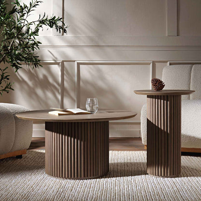 Table d'appoint ronde en chêne Maru, chêne argenté