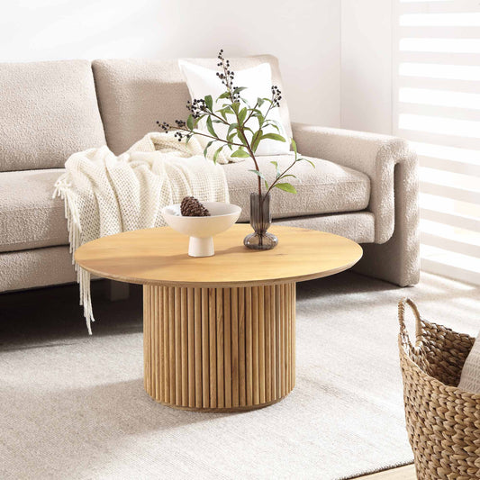 Table basse ronde sur pied en chêne Maru, chêne