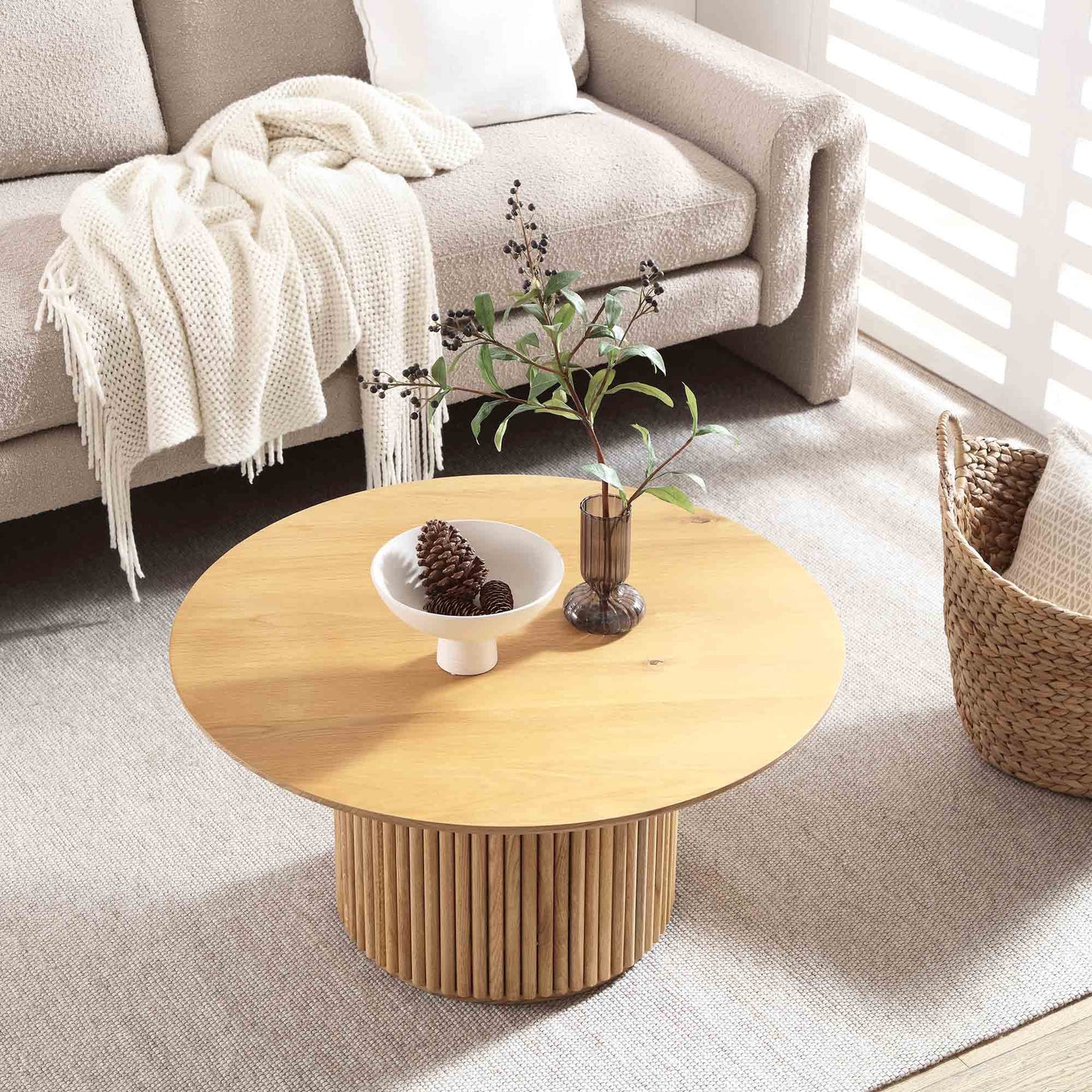 Table basse ronde sur pied en chêne Maru, chêne