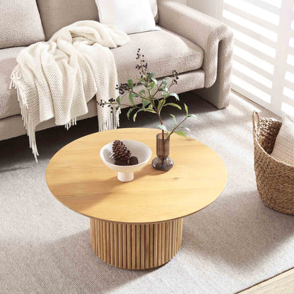 Table basse ronde sur pied en chêne Maru, chêne