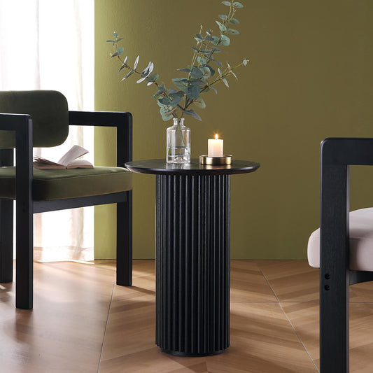 Table d'appoint ronde en chêne Maru, noire