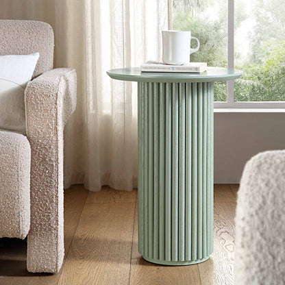Table d'appoint ronde en chêne Maru, vert sauge