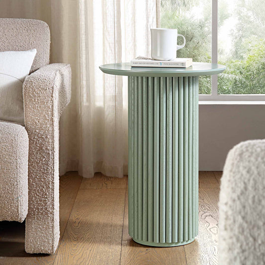 Table d'appoint ronde en chêne Maru, vert sauge