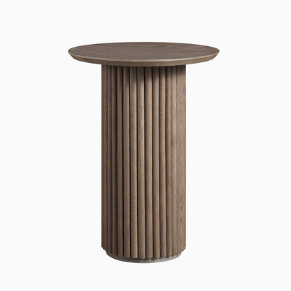 Table d'appoint ronde en chêne Maru, chêne argenté