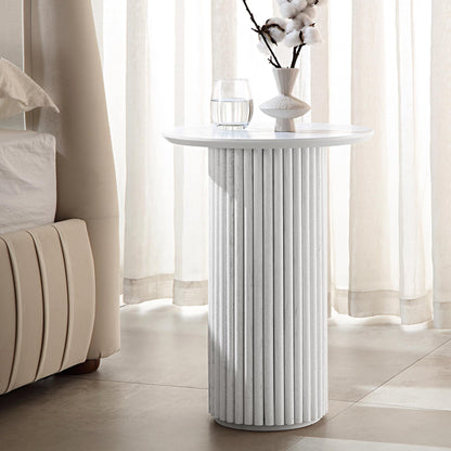 Table d'appoint ronde en chêne Maru, blanc délavé