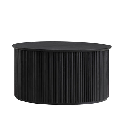 Table basse ronde en chêne Maru avec rangement, noire