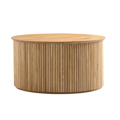 Table basse ronde en chêne Maru avec rangement, chêne