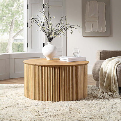 Table basse ronde en chêne Maru avec rangement, chêne
