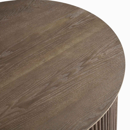 Table basse ronde en chêne Maru avec rangement, chêne argenté