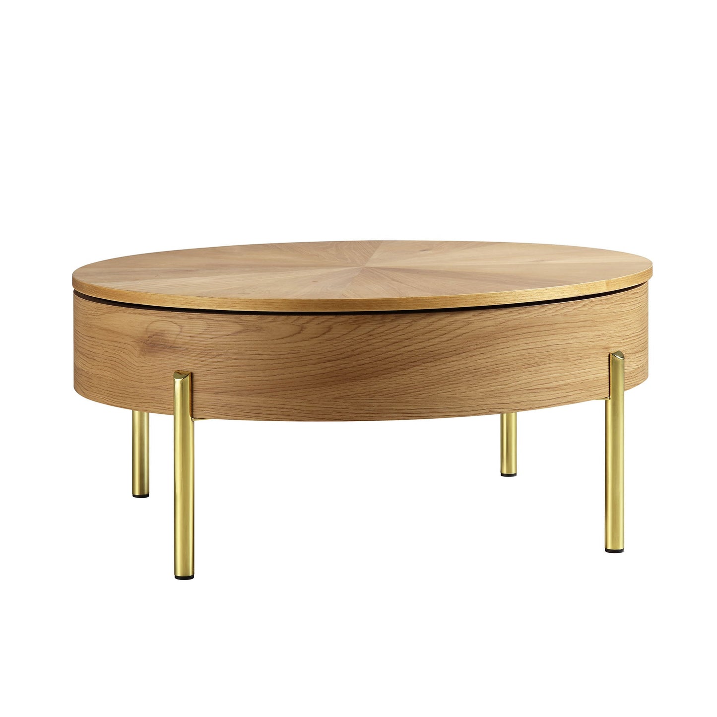 Table basse ronde rotative en chêne Bohdi