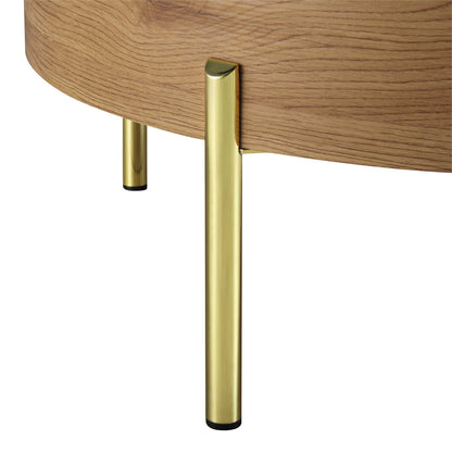 Table basse ronde rotative en chêne Bohdi