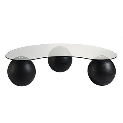Table basse en verre courbé Sveti, noire