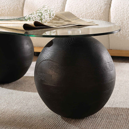 Table basse en verre courbé Sveti, noire