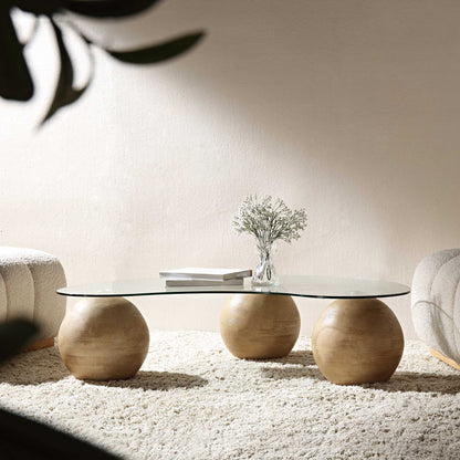 Table basse en verre courbé Sveti, naturel