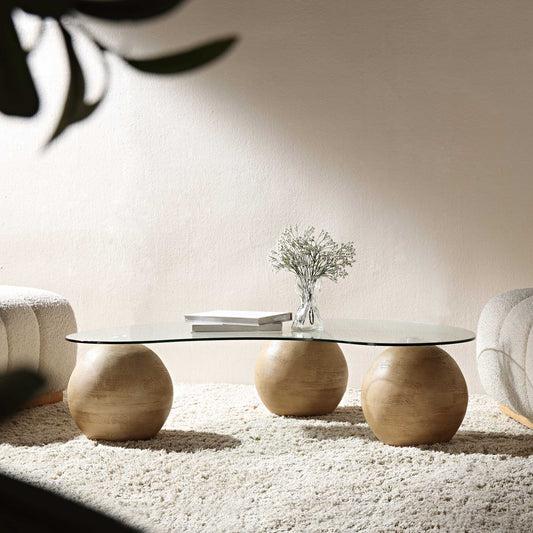 Table basse en verre courbé Sveti, naturel