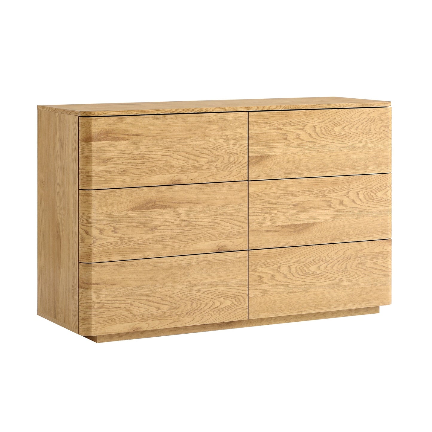 Commode 6 tiroirs à bords incurvés Agnes, naturel