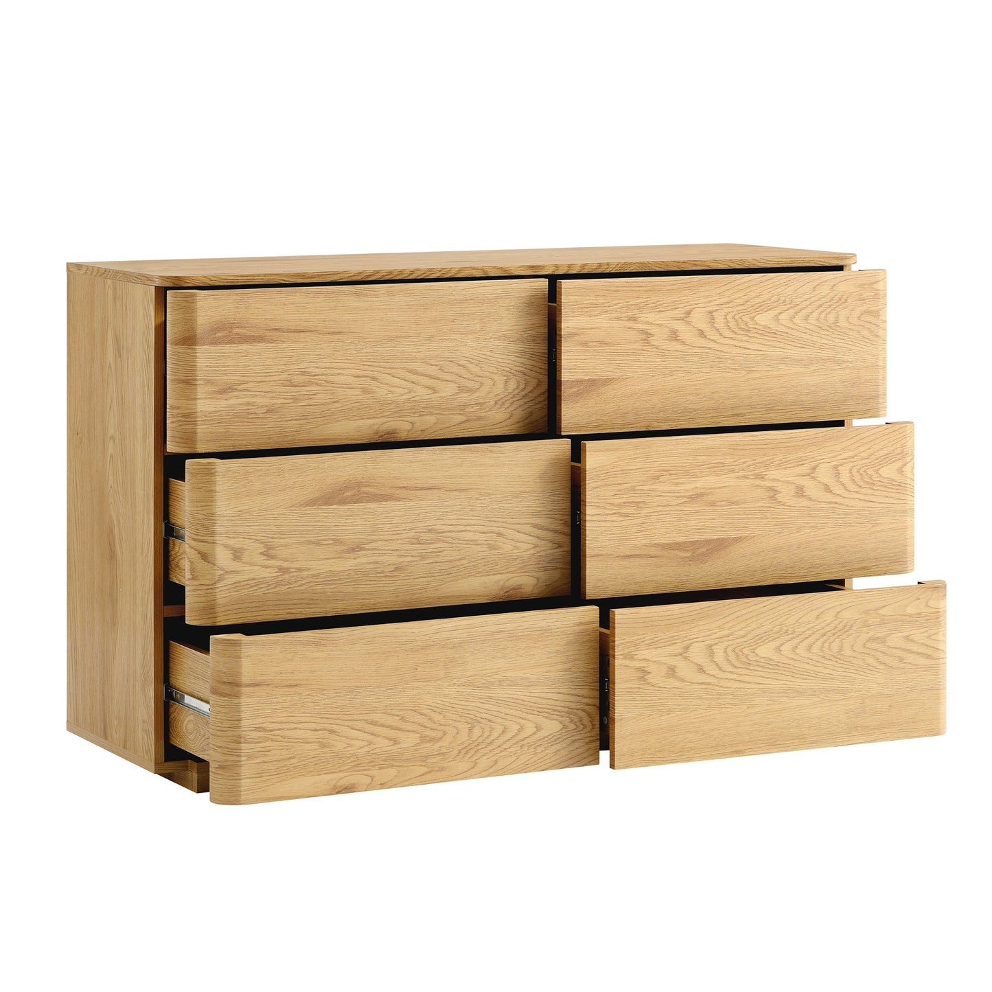 Commode 6 tiroirs à bords incurvés Agnes, naturel