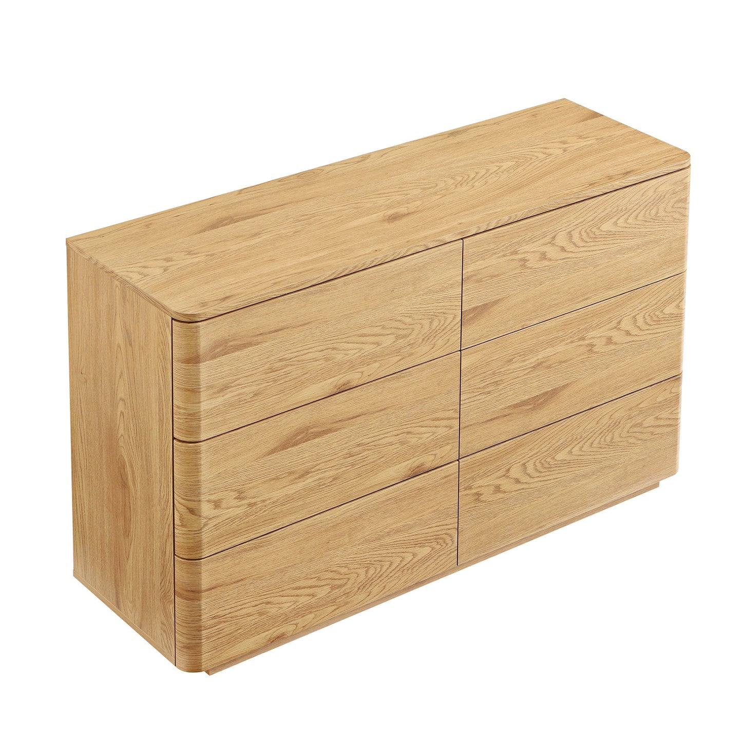Commode 6 tiroirs à bords incurvés Agnes, naturel