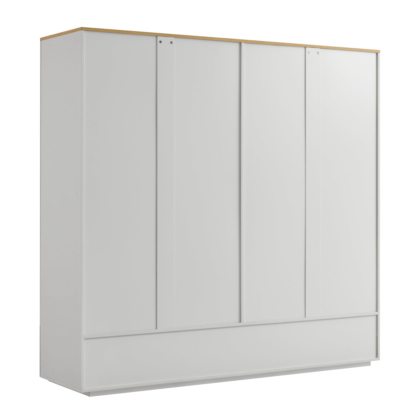 Placard 4 portes à bords incurvés Agnes, gris tourterelle avec plateau en chêne