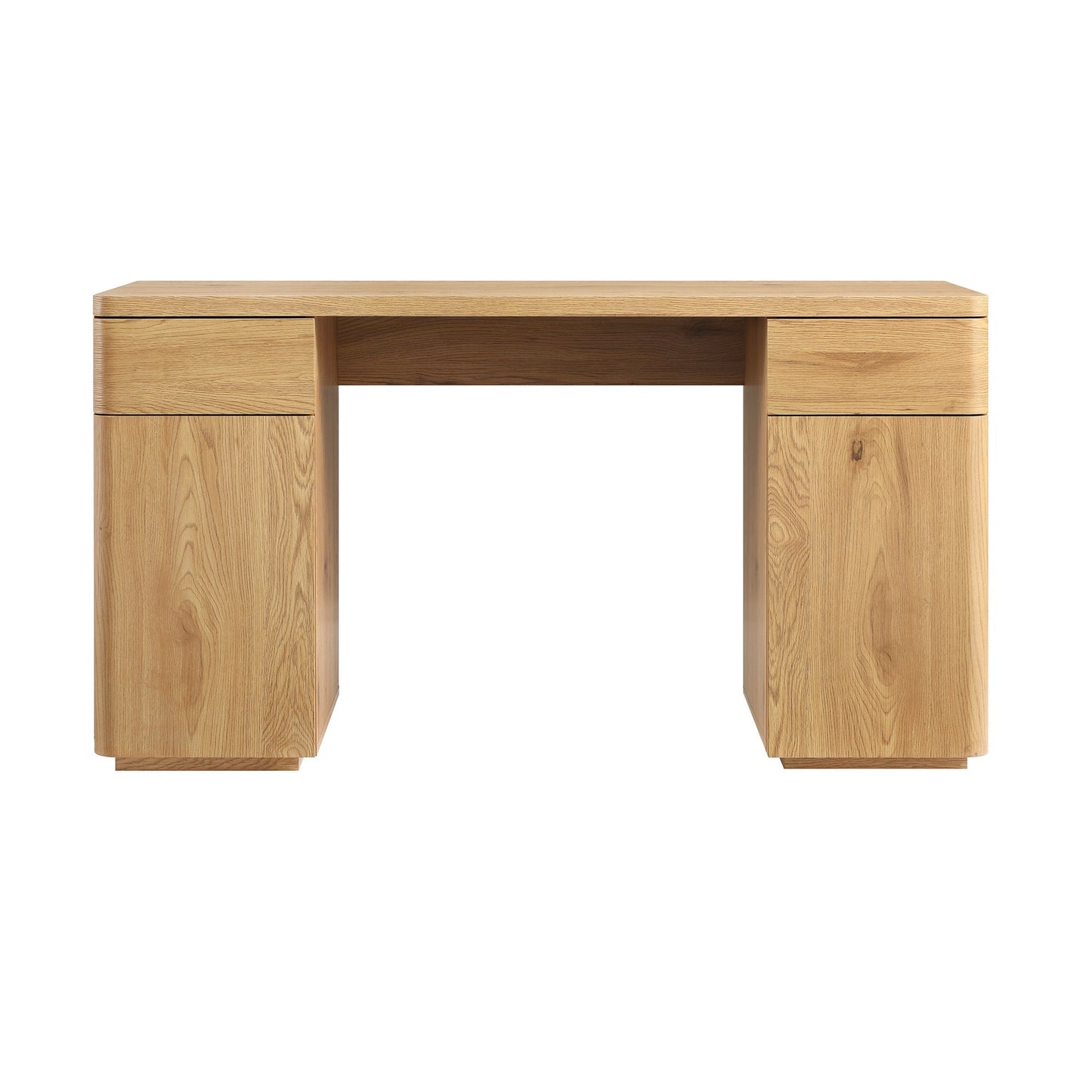 Bureau Agnes à bords incurvés avec rangement, naturel