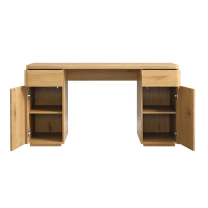 Bureau Agnes à bords incurvés avec rangement, naturel
