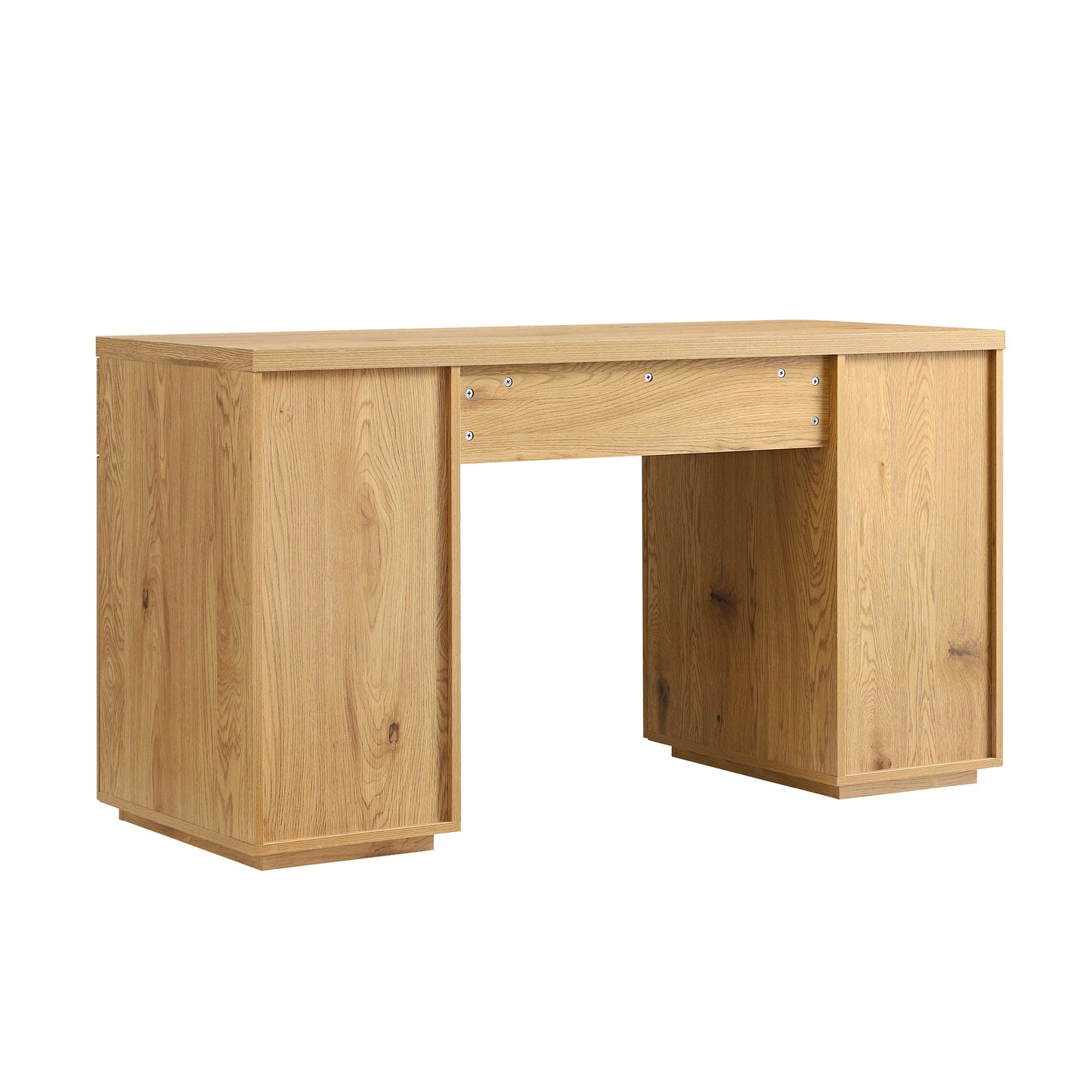 Bureau Agnes à bords incurvés avec rangement, naturel