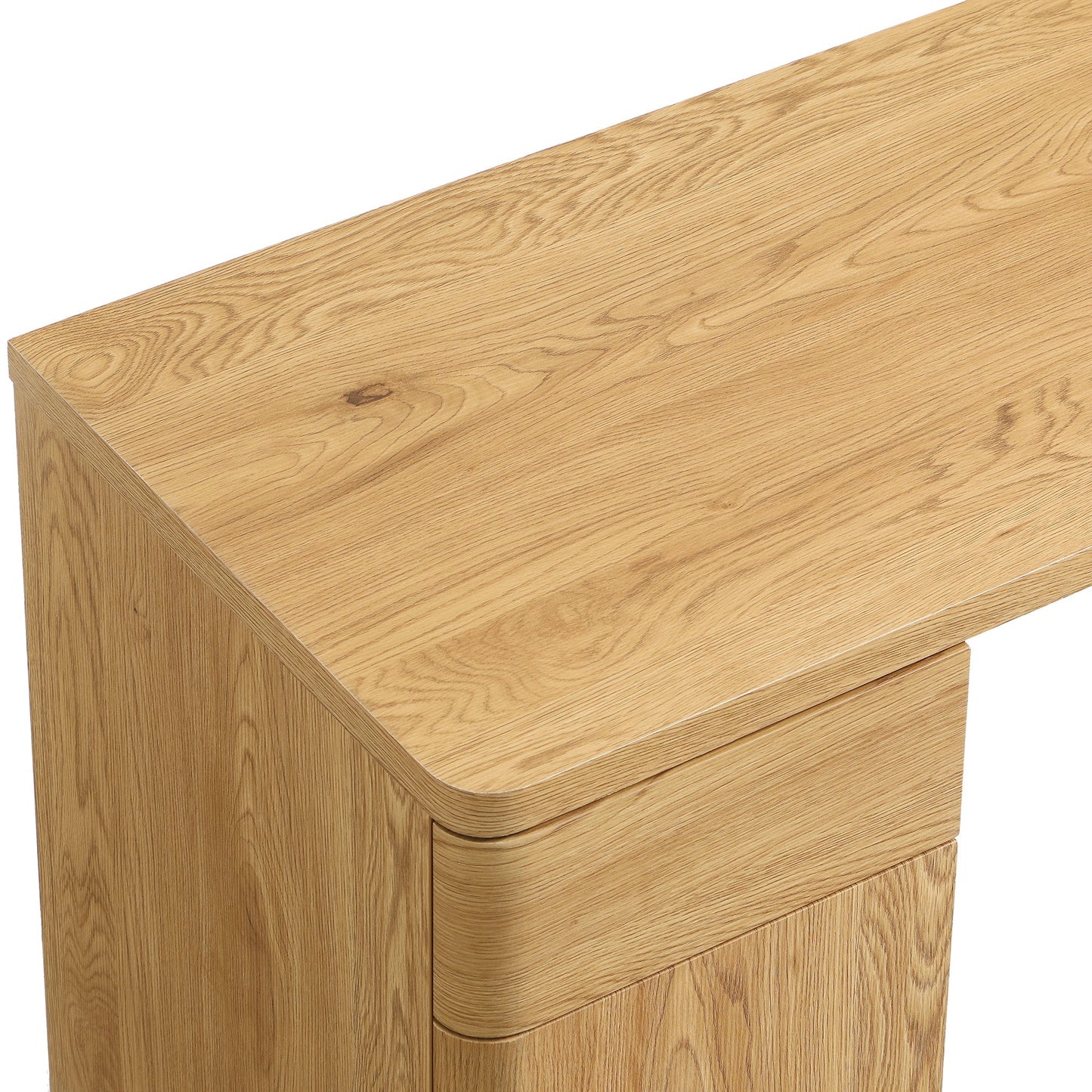 Bureau Agnes à bords incurvés avec rangement, naturel