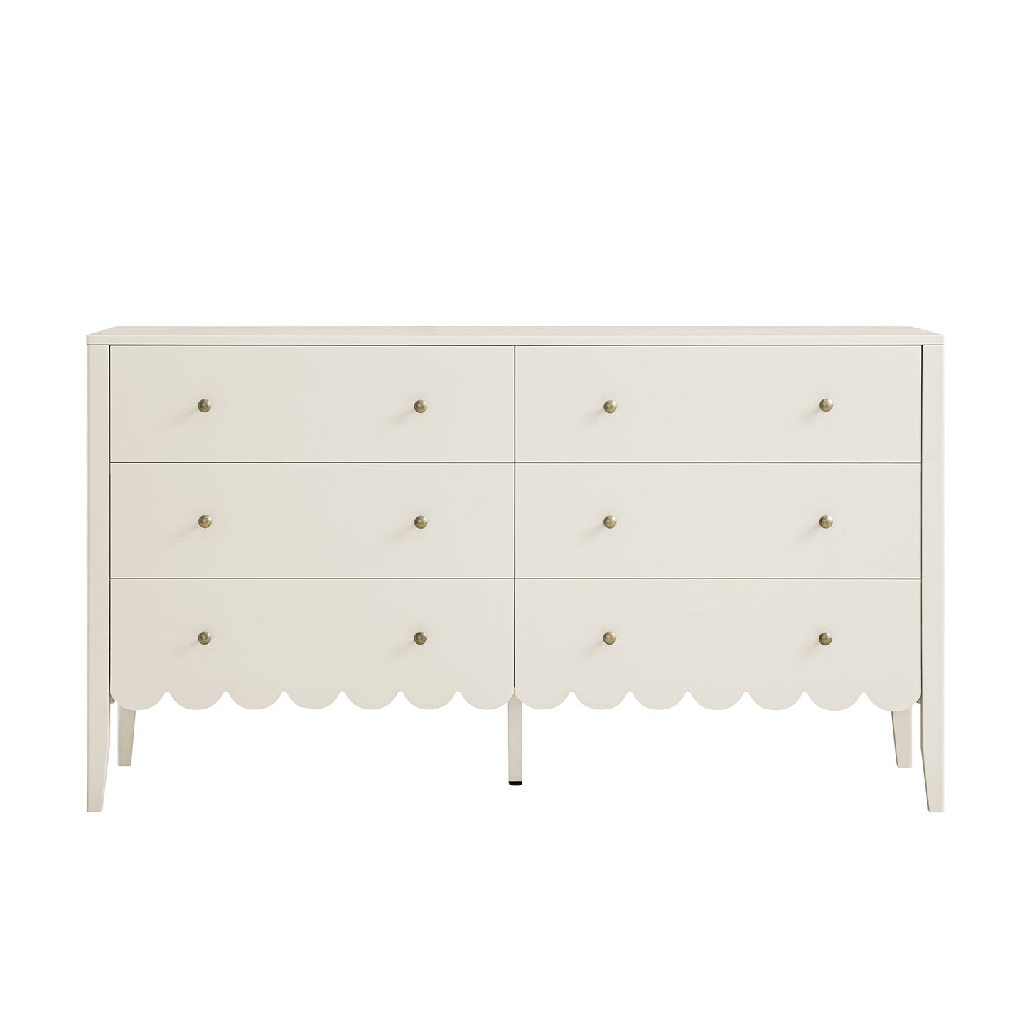 Commode large Henley à 6 tiroirs avec bords festonnés, sable clair