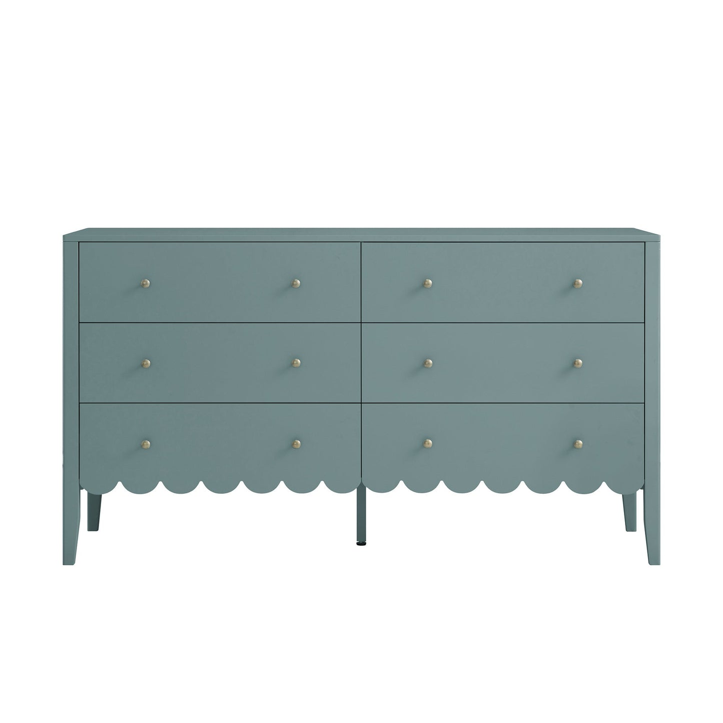Commode large Henley à 6 tiroirs et bords festonnés, épicéa bleu