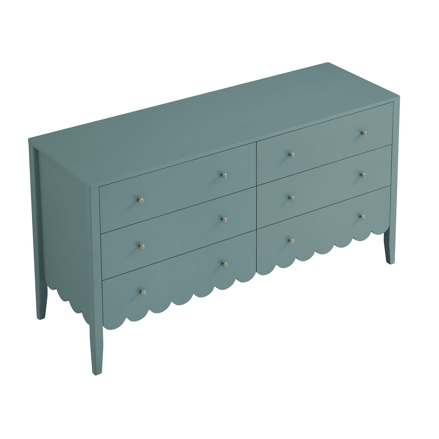 Commode large Henley à 6 tiroirs et bords festonnés, épicéa bleu