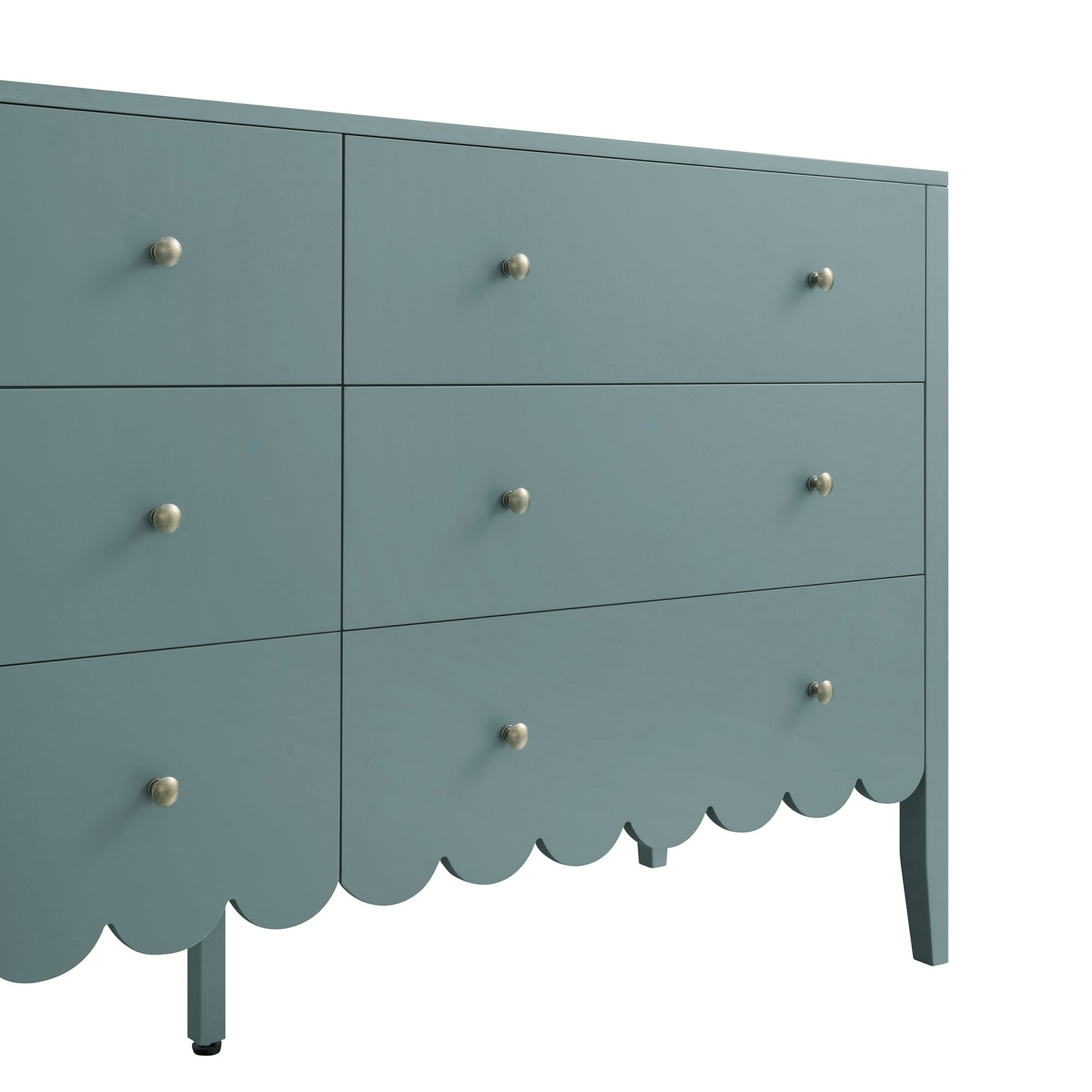 Commode large Henley à 6 tiroirs et bords festonnés, épicéa bleu