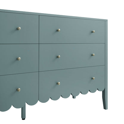 Commode large Henley à 6 tiroirs et bords festonnés, épicéa bleu