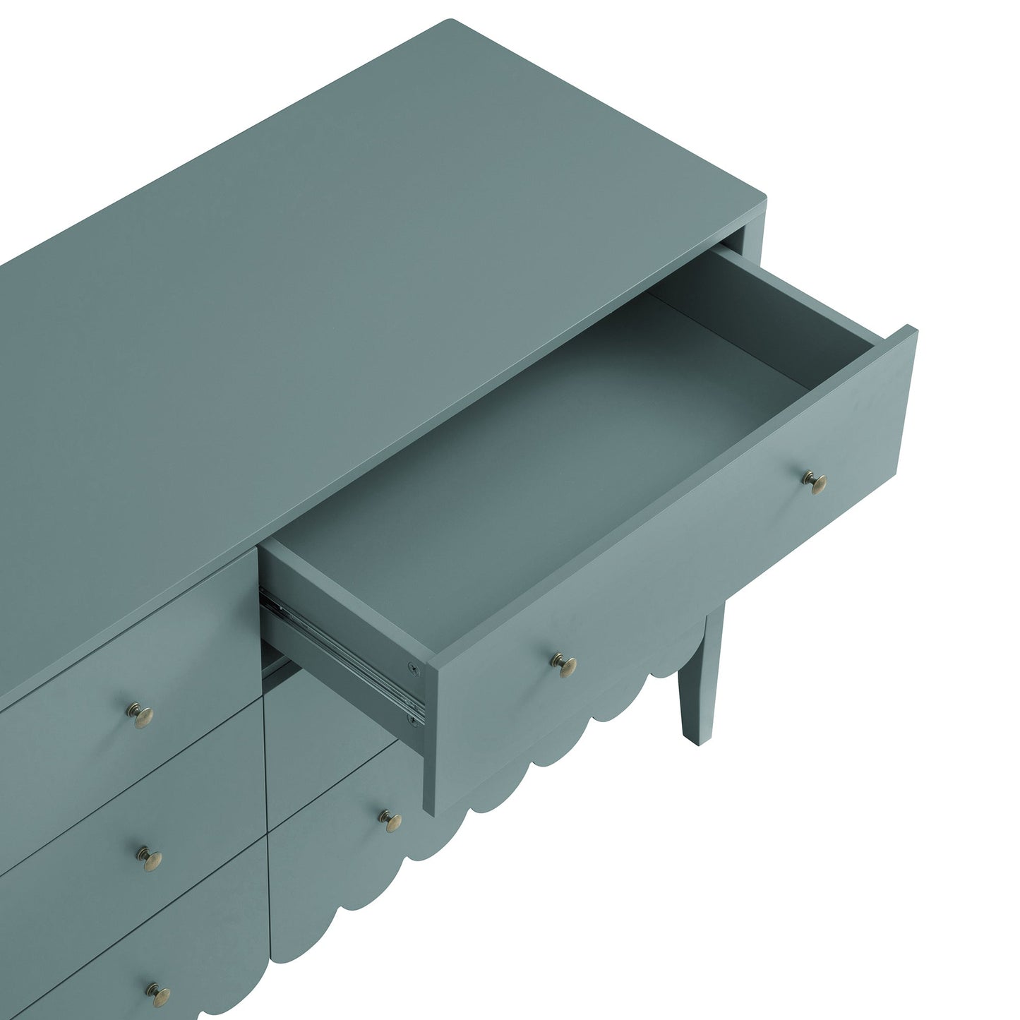 Commode large Henley à 6 tiroirs et bords festonnés, épicéa bleu
