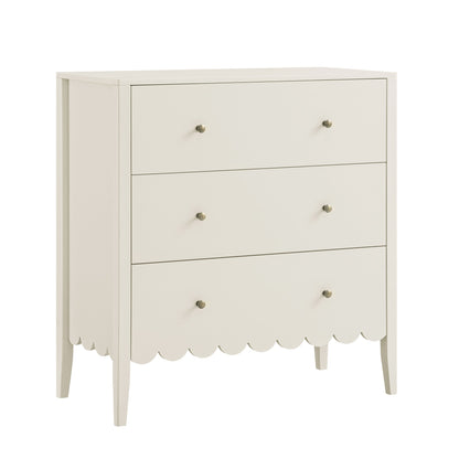 Commode 3 tiroirs Henley à bords festonnés, sable clair