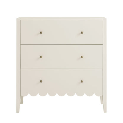 Commode 3 tiroirs Henley à bords festonnés, sable clair