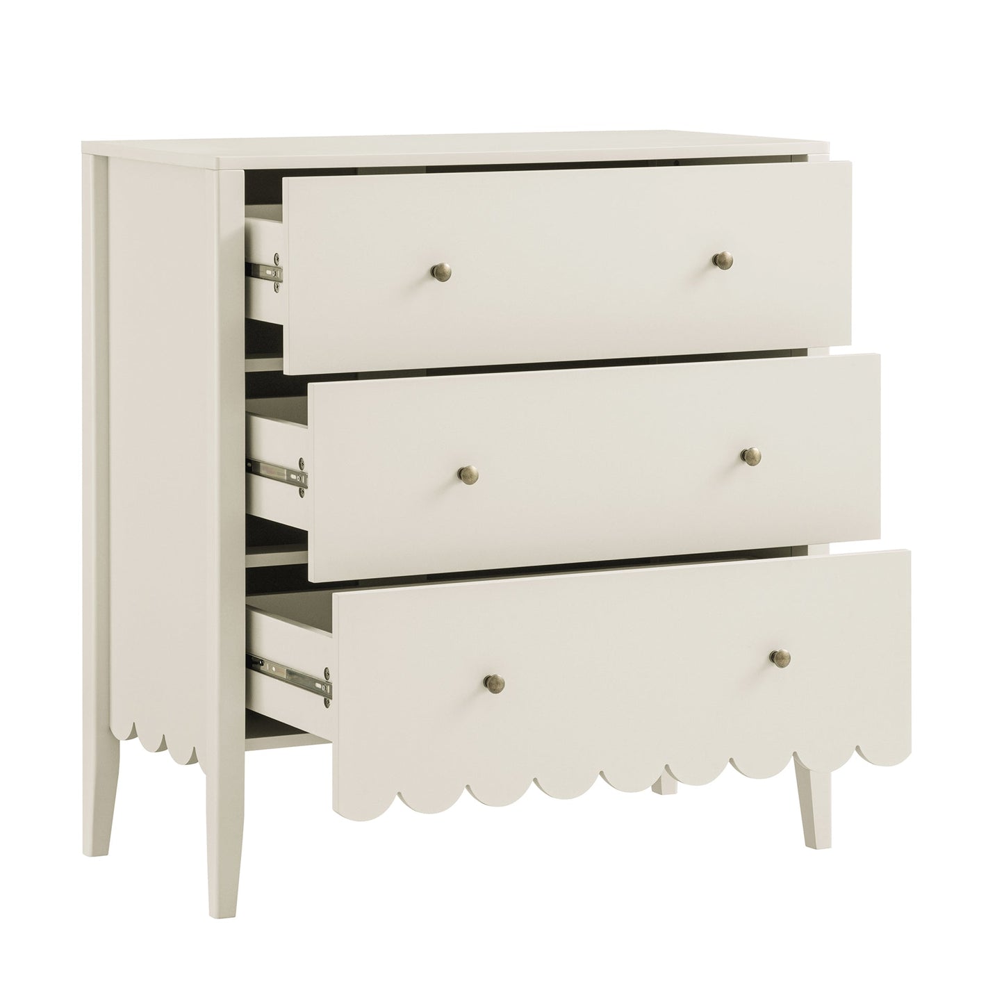 Commode 3 tiroirs Henley à bords festonnés, sable clair