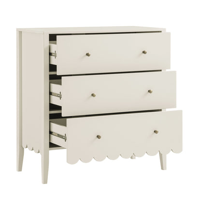 Commode 3 tiroirs Henley à bords festonnés, sable clair