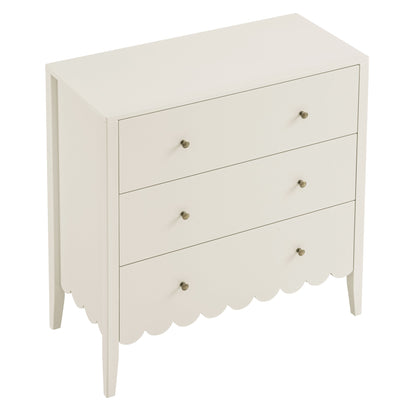 Commode 3 tiroirs Henley à bords festonnés, sable clair