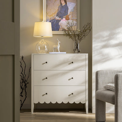 Commode 3 tiroirs Henley à bords festonnés, sable clair