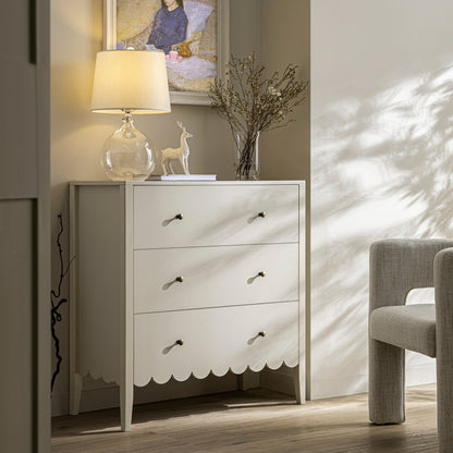 Commode 3 tiroirs Henley à bords festonnés, sable clair
