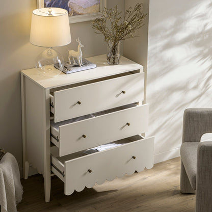 Commode 3 tiroirs Henley à bords festonnés, sable clair