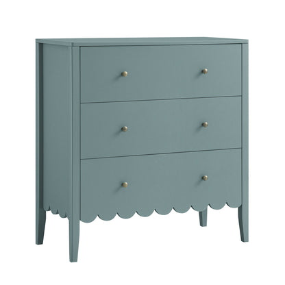 Commode 3 tiroirs Henley à bords festonnés, épicéa bleu