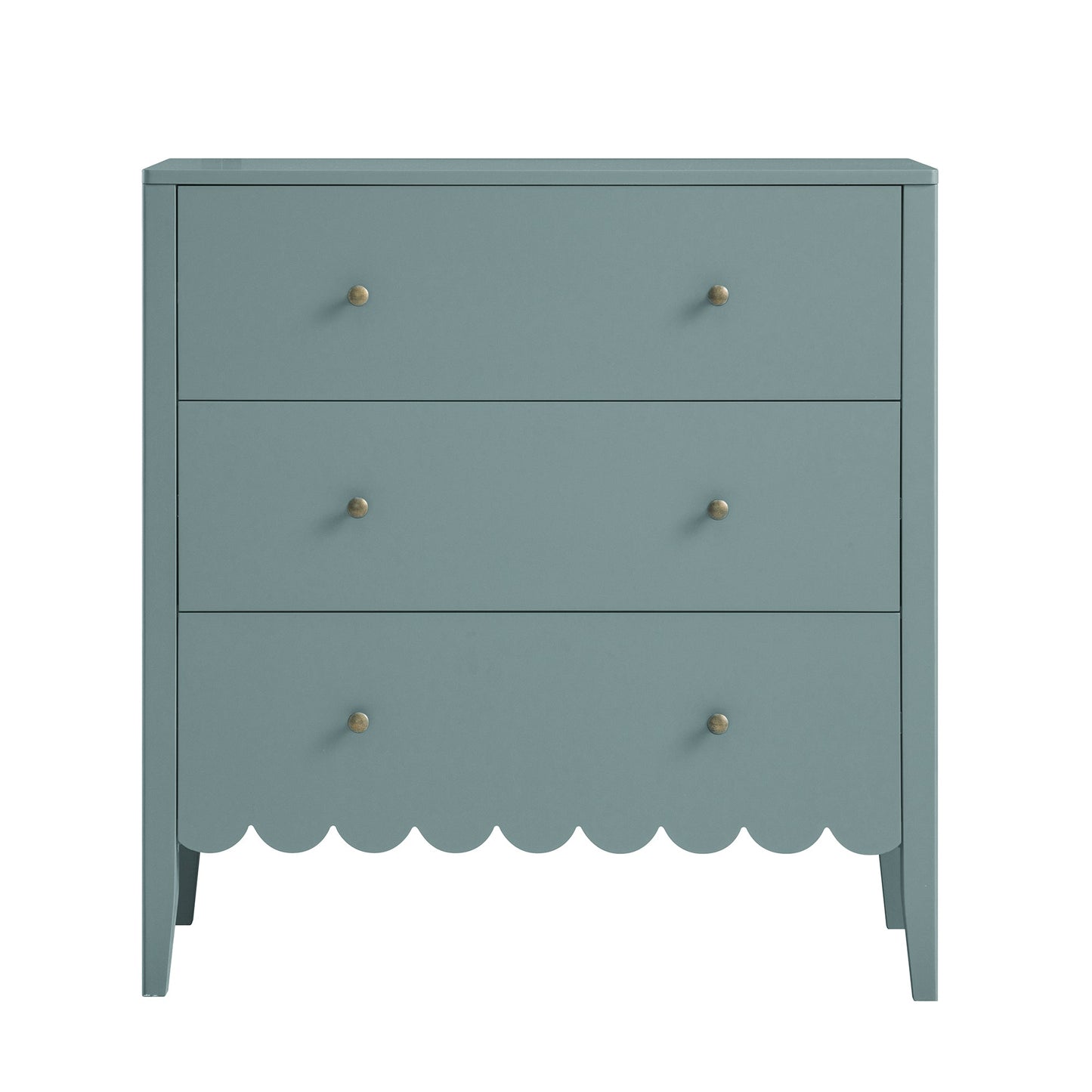 Commode 3 tiroirs Henley à bords festonnés, épicéa bleu