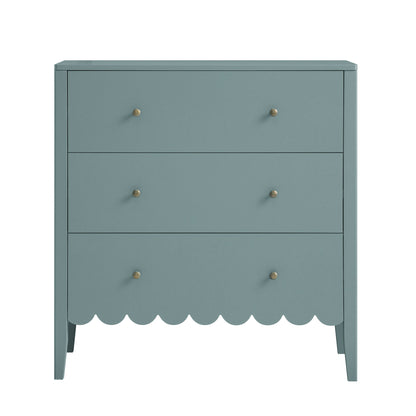 Commode 3 tiroirs Henley à bords festonnés, épicéa bleu