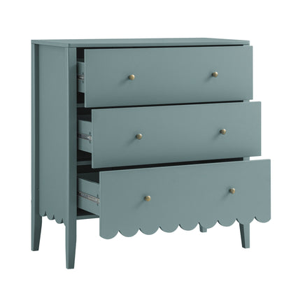 Commode 3 tiroirs Henley à bords festonnés, épicéa bleu