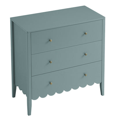 Commode 3 tiroirs Henley à bords festonnés, épicéa bleu