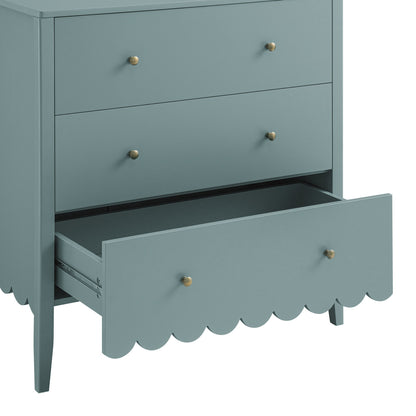Commode 3 tiroirs Henley à bords festonnés, épicéa bleu