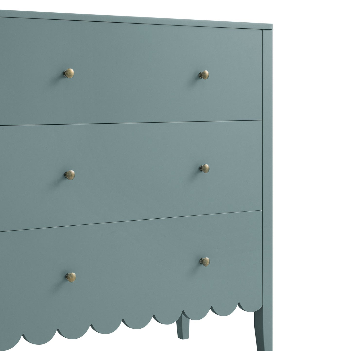 Commode 3 tiroirs Henley à bords festonnés, épicéa bleu
