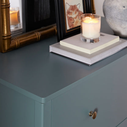 Commode 3 tiroirs Henley à bords festonnés, épicéa bleu